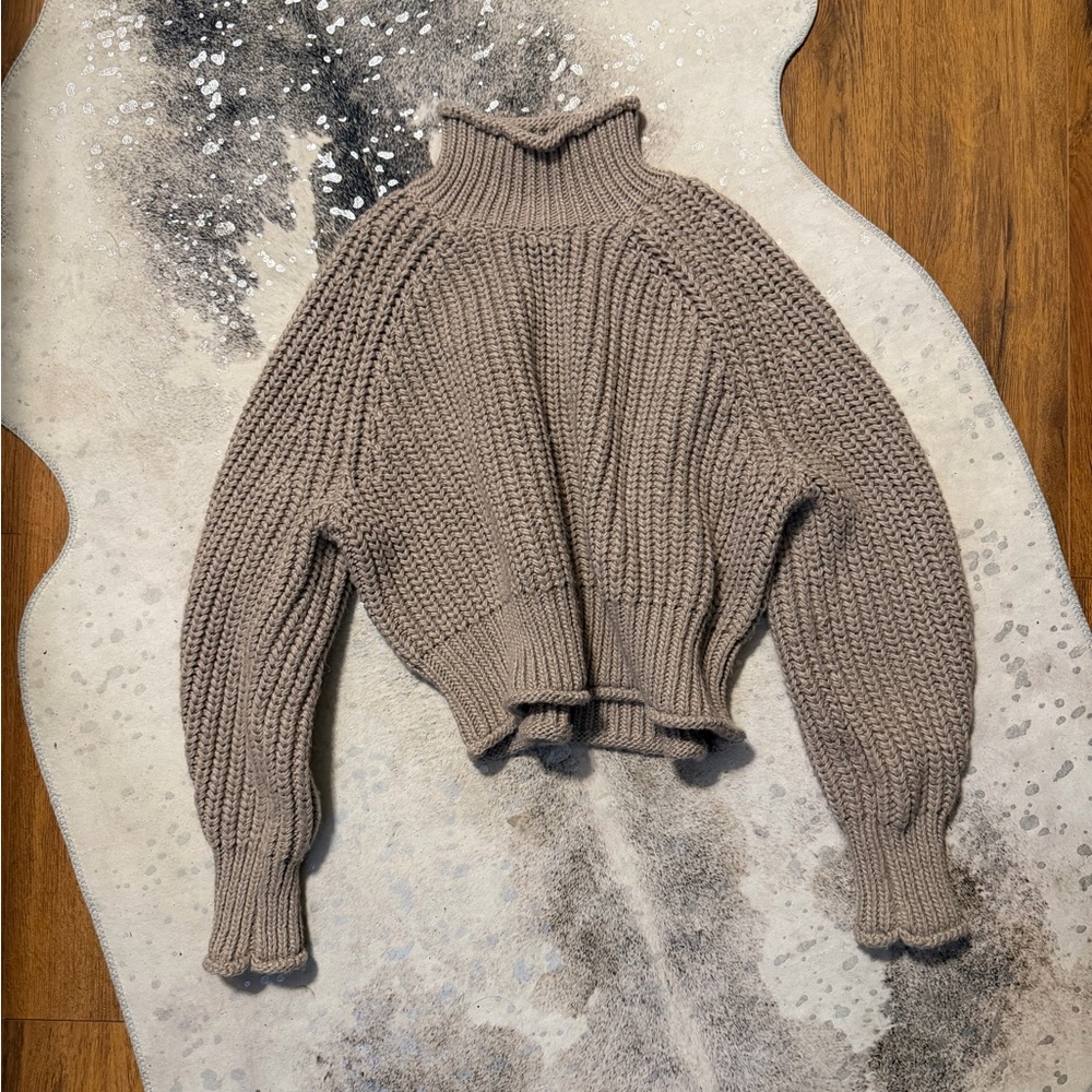 H&M Chunky Knit Turtleneck Sweater - Brown